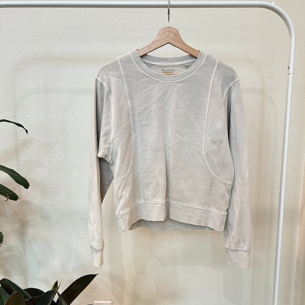 ATHLETA TAN CREWNECK SIZE XXS, GENTLY WORN, ATHLETIC CASUAL TOP